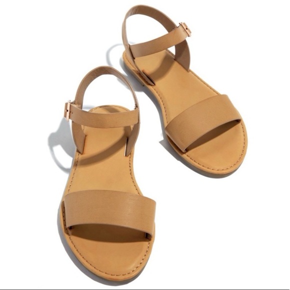 Tan Strappy Flat Sandals - Picture 2 of 9